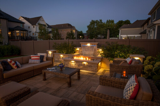 Water Fire Feature At Night